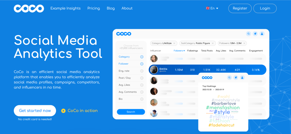 CoCo find influencer feature- find micro-influencer with CoCo